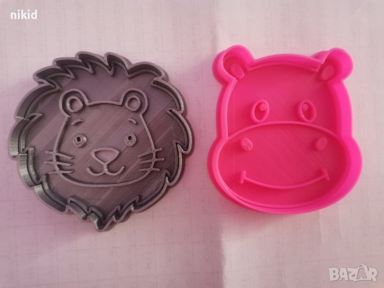 Голяма глава лъв Хипопотам пластмасов резец форма фондан тесто бисквитки, снимка 1