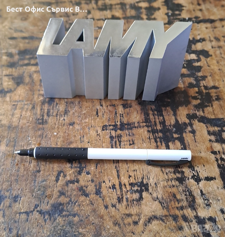 ролер Lamy Лами бял с черен гумен грип модел 377, снимка 1