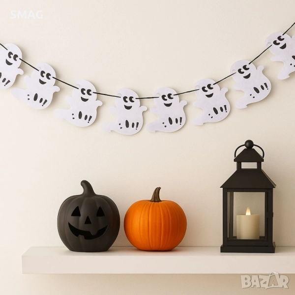 Хелоуин / Halloween декоративен филцов гирлянд с 8 духчета, 3.5 м_1255350, снимка 1
