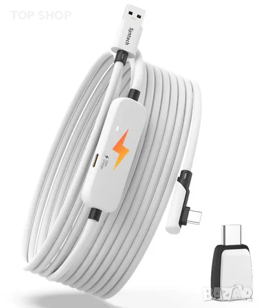 Syntech Link кабел със зареждане 5 м Съвместим с Oculus/Meta Quest 3S/3, Quest 2/Pro, Pico 4/Ultra, снимка 1