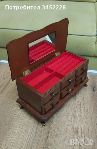 кутия за бижута дървена за ценители отлична , снимка 1