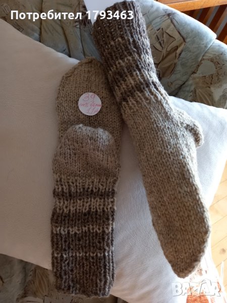 Ръчно плетени мъжки чорапи от вълна, размер 39, снимка 1