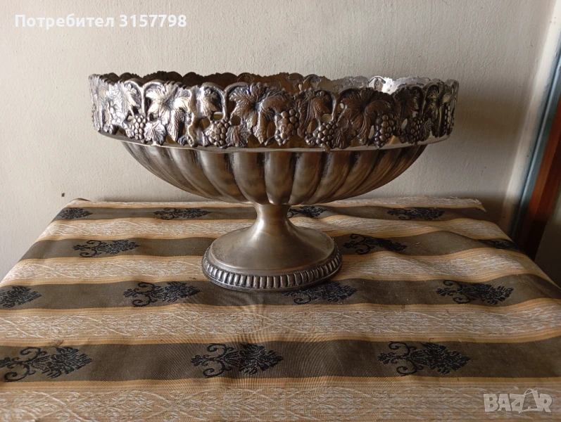 Посребрена месингова фруктиера арт деко, снимка 1