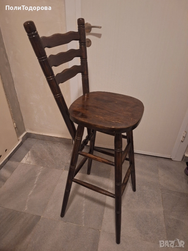 Бар стол от масивно дърво, снимка 1