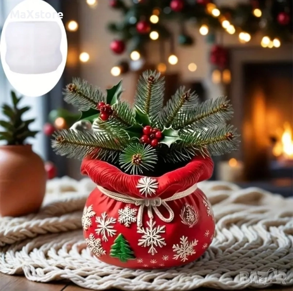 3D Коледна чанта молд кашпа, снимка 1