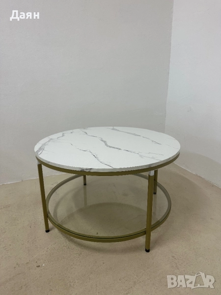 Кръгла холна маса, маса за кафе VASAGLE, закалено стъкло, снимка 1