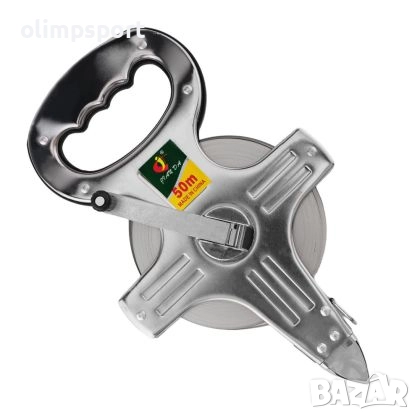 Ролетка с дължина 50 м, метален корпус и лента от фибростъкло ръкохватка и манивела. , снимка 1