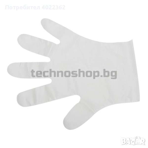 Ръкавици за еднократна употреба, 10 гр. 27 x 24 см - Размер M, 100 броя в опаковка - AC131180, снимка 1
