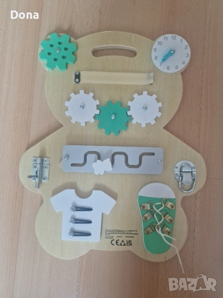 Монтесори сензорна дъска мече. Бизиборд , снимка 1