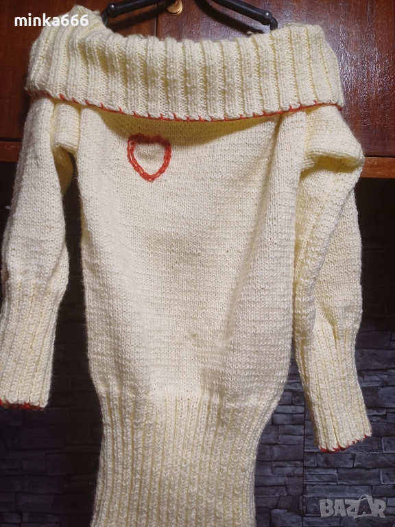 Ръчно плетиво дълъг дамски пуловер, снимка 1