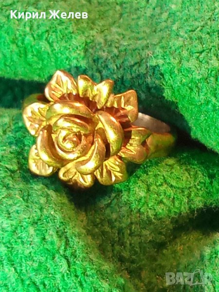 Старинен бронзов пръстен роза ювелирна изработка уникат -12739, снимка 1