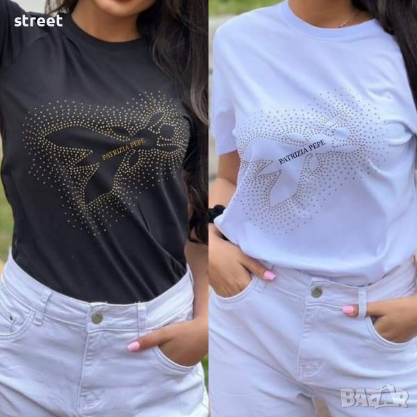 PATRIZIA PEPE t shirt дамски тениски с кристали , снимка 1