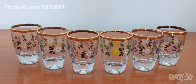 Красив сет  френски рисувани чашки/шотове, снимка 1