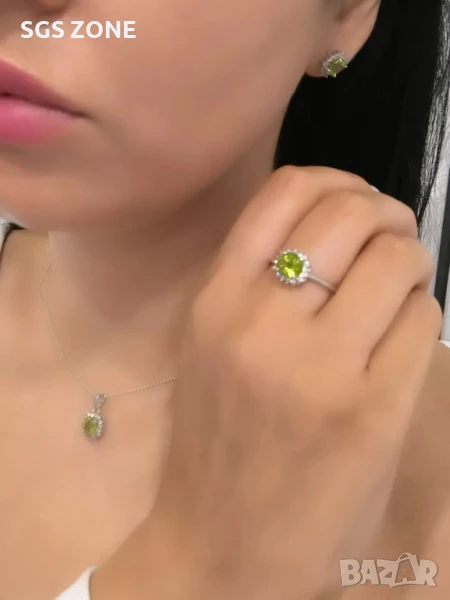 Сребърна висулка от Тайланд с естествен перидот, снимка 1