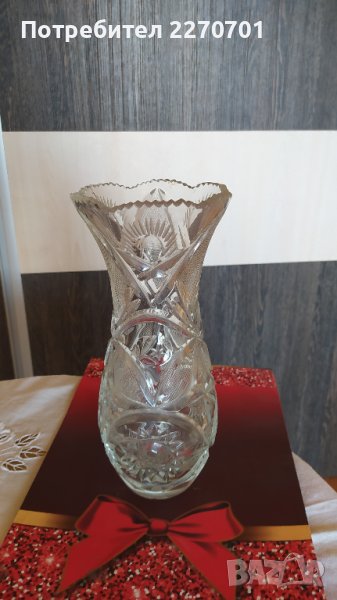 Гравирана кристална ваза, снимка 1