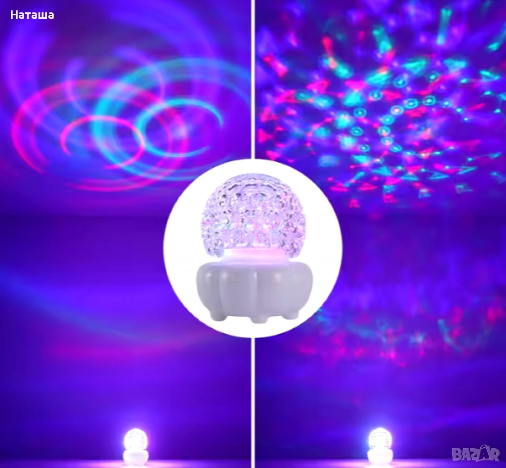 Коледна кристална въртяща се топка LED светлина, снимка 1