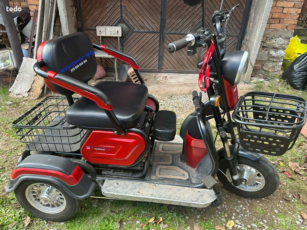 Електрическа триколка с три седалки EcoWay модел М19X бордо, снимка 1