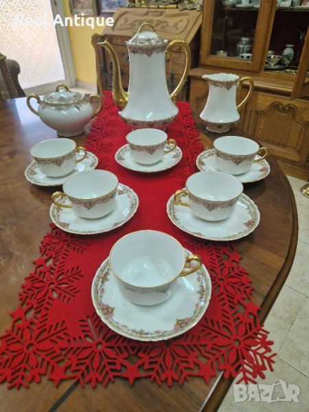 Уникален антикварен френски порцеланов сервиз за кафе ЛИМОЖ ( Limoges), снимка 1