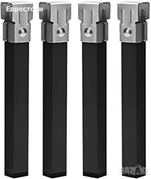 Пакет от 4 квадратни метални крачета с яка за тръбна основа за легло 30 x 30 мм (35 см). Черно, снимка 1