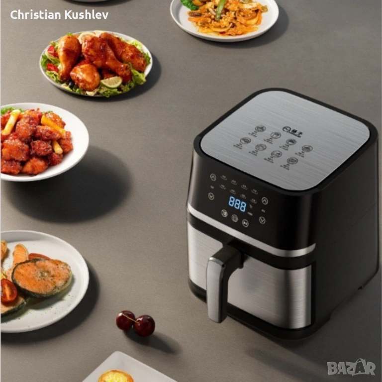 Електрически фритюрник с капацитет 10L – неръждаема стомана, 1350W, автоматично изключване, снимка 1