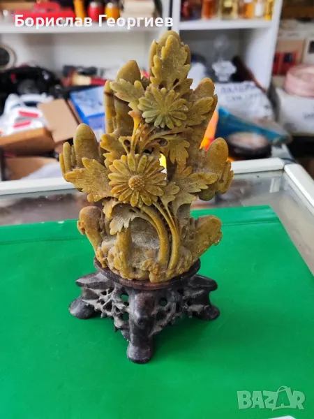 Статуетка цветя от сапунен камък, снимка 1