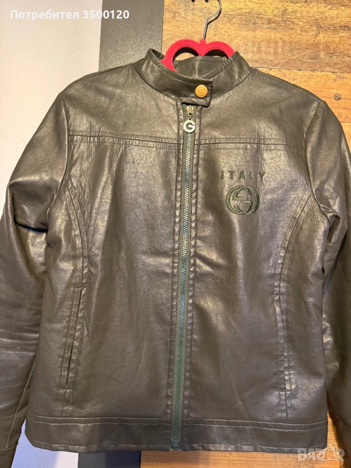 Тъмнозелено кожено яке Gucci, снимка 1