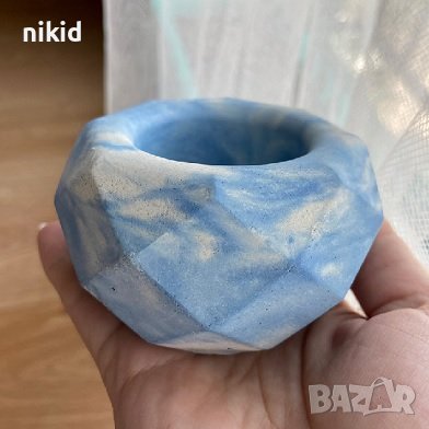 3D Призма на квадрати голям силиконов молд форма калъп кашпа саксия свещ свещник, снимка 2 - Форми - 39596290