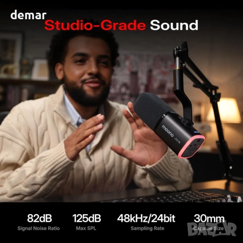 MAONO PD100W Безжичен геймърски микрофон, 2.4GHz безжичен и USB, снимка 4 - Микрофони - 53777412