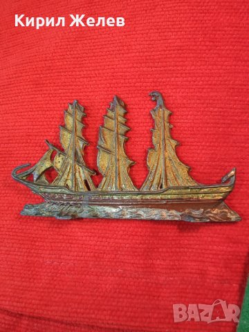 СТАР ОЛОВНА СТАТУЕТКА ФИГУРКА на КОРАБ ВЕТРОХОД ПЛАТНОХОД ЛАКИРАН РЯДЪК за КОЛЕКЦИЯ ДЕКОРАЦИЯ 22736, снимка 3 - Колекции - 38138051