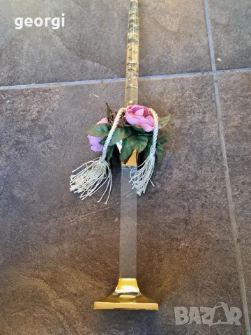 бронзов свещник с декоративна свещ със златни люспи  7/4, снимка 9 - Декорация за дома - 49820492