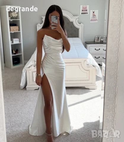 Дамска дълга рокля ASI налична в розово черно бяло и лилаво.Материя сатен, снимка 2 - Рокли - 51145267