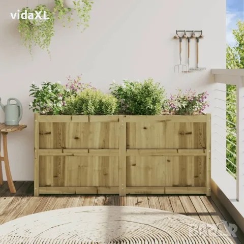 vidaXL Градински сандък, 150x50x70 см, импрегнирано борово дърво, снимка 3 - Саксии и кашпи - 56148102