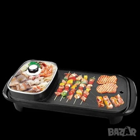 Скара и електрическа тенджера 2 в 1 , грил скара, стъклен капак 1600W, снимка 3 - Скари - 52210420