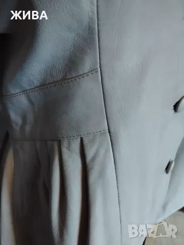 ЕСТЕСТВЕНА КОЖА елегантно дамско сако светло сиво, снимка 4 - Сака - 47537976