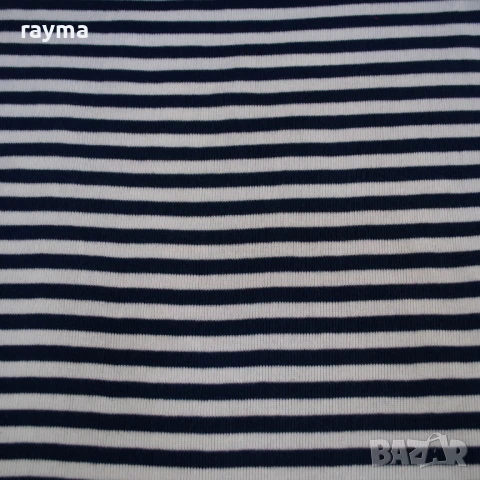 - 50% Плат памучно трико рипс бяло и синьо райе, снимка 3 - Тениски - 50905993