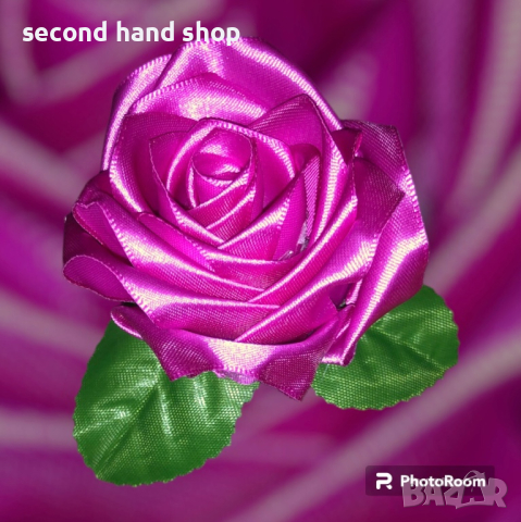 Ръчно изработени сатенени рози, снимка 4 - Изкуствени цветя - 44748702