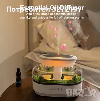 3в1 Лампа,Успокояващ Овлажнител и Дифузер за Етерични Масла с Облачен Дъжд  , снимка 9 - Настолни лампи - 49079813