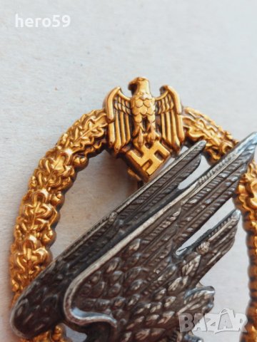 WW2-Немски знак парашутист Вермахт/злато сребро/, снимка 5 - Колекции - 41746052