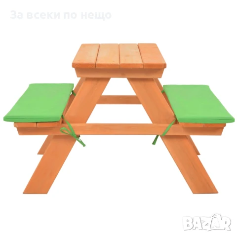 Детска маса за пикник с пейки, 89x79x50 см, ела масив Код P984, снимка 6 - Други - 51156003