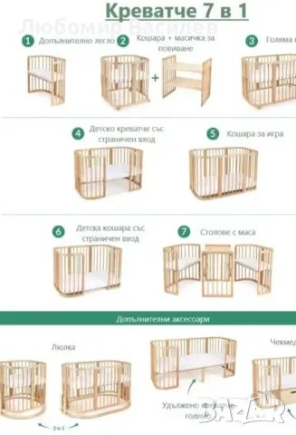 Бебешко легло трансформиращо от масивна дървесина , снимка 2 - Бебешки легла и матраци - 50160193