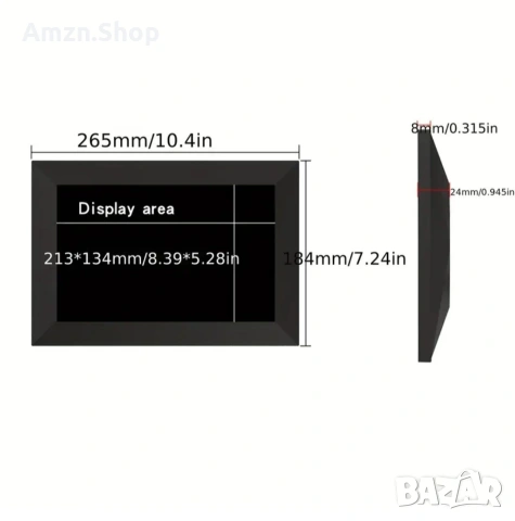 10.1" Smart Цифрова рамка за снимки дигитална фоторамка 1280х800 HD IPS сензорен екран, снимка 3 - Друга електроника - 48621394