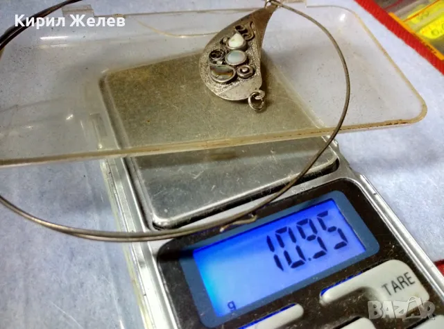 РАЗКОШНА СРЕБЪРНА ОГЪРЛИЦА с КРАЛСКИ СЕДЕФ СРЕБРО ВИСОКА ПРОБА РЪЧНА РАБОТА ЧАСТ от КОМПЛЕКТ 47560, снимка 7 - Антикварни и старинни предмети - 49656358