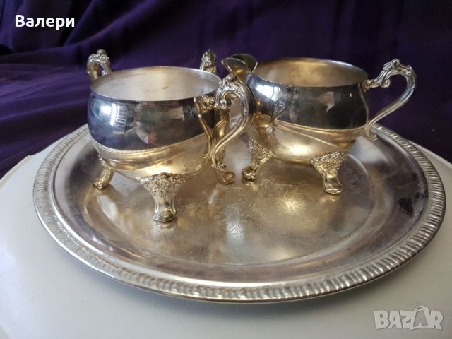 Сервиз за Захар и Мляко 100% Посребрен Антика , снимка 7 - Антикварни и старинни предмети - 40747625