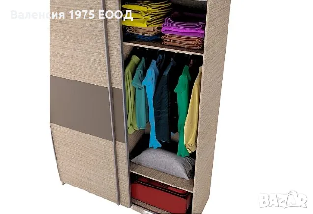 Гардероб с плъзгащи врати Сити 1034 комбинация мока/ лате, снимка 4 - Гардероби - 47361633