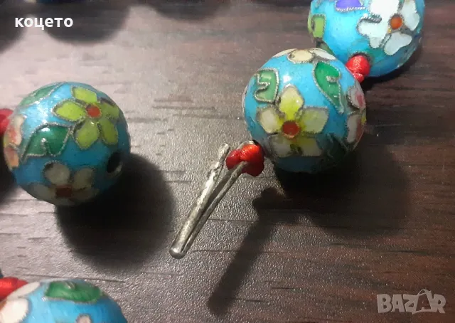 колие мъниста клоазон  емайл, снимка 3 - Колиета, медальони, синджири - 49492739