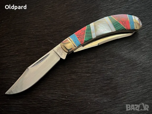 Колекционерски сгъваем нож с уникална дръжка  и с два остриета Bow Trapper Stoneworx (RR2414)