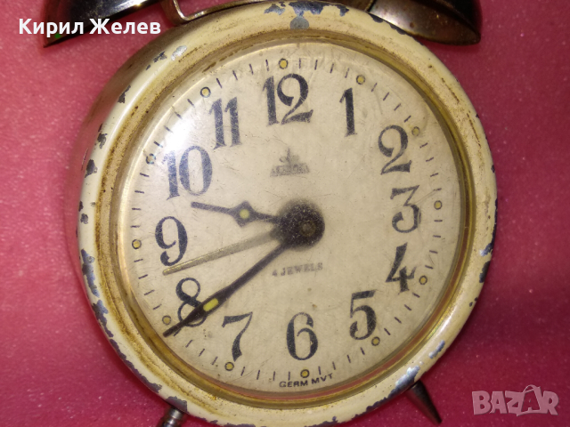 ARADORA GERM MVT Стар ЧЕШКИ КОЛЕКЦИОНЕРСКИ БУДИЛНИК с НЕМСКИ МЕХАНИЗЪМ РЯДЪК ЧАСОВНИК АРАДОРА 26476, снимка 11 - Антикварни и старинни предмети - 44548913