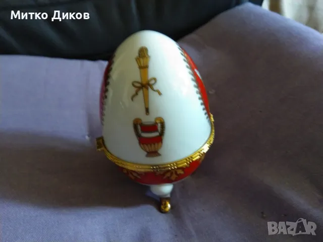 Яйце тип Фаберже фи 8см и Н-12см за бижута, снимка 5 - Декорация за дома - 47409945