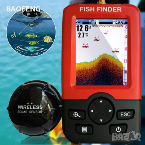 █▬█ █ ▀█▀ Fish Finder XJ-01 Ultra безжичен ехолот, Сонар за откриване на рибни пасажи 12 месеца гара, снимка 17 - Екипировка - 41665959
