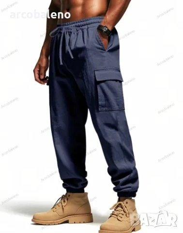 Мъжки ленени ежедневни спортни панталони с маншети и с множество джобове, 4цвята , снимка 9 - Панталони - 50677986